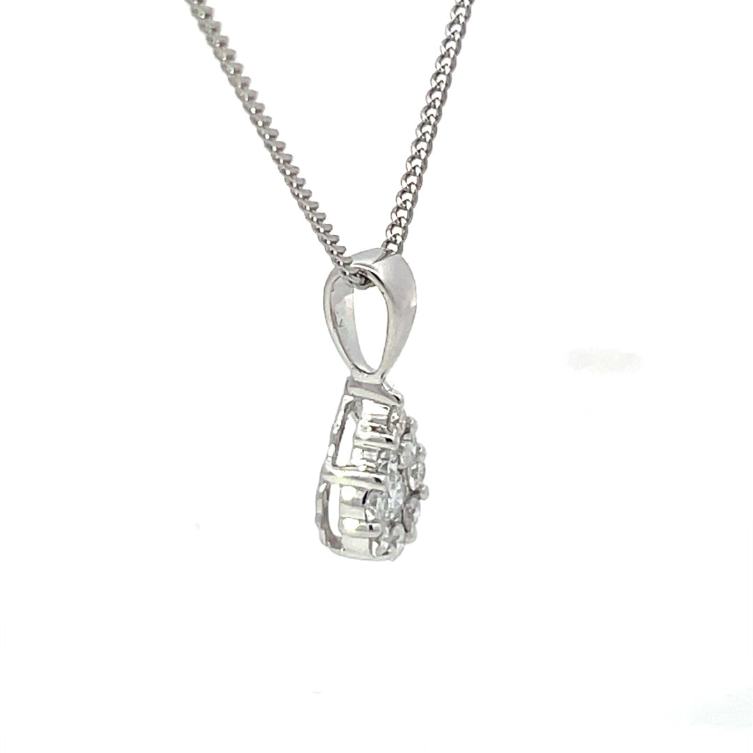 9ct White Gold Diamond Pendant