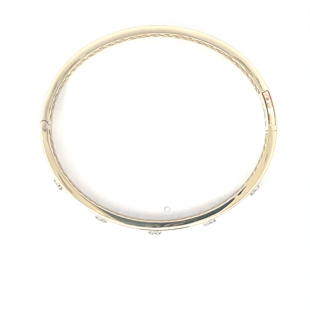 9ct Yellow Gold Diamond Hinged Bangle